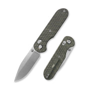 GEO Knife Ethereal Cutter Crossbar lock Folding Knife Tiger Stripe Pattern Flamed  6AL4V Titanium Handle 3.0" Stonewash Bohler M390 Blade GEO2402J