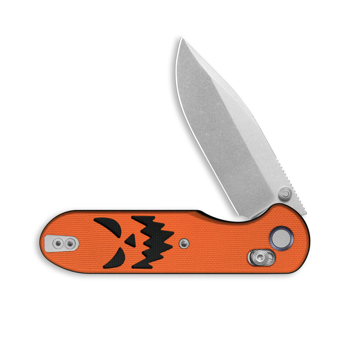 (Pre-order) GEO Knife Ethereal Cutter Crossbar lock Folding Knife Black-Orange G10 Handle 3.0" Stonewash Bohler M390 Blade GEO2402-1D
