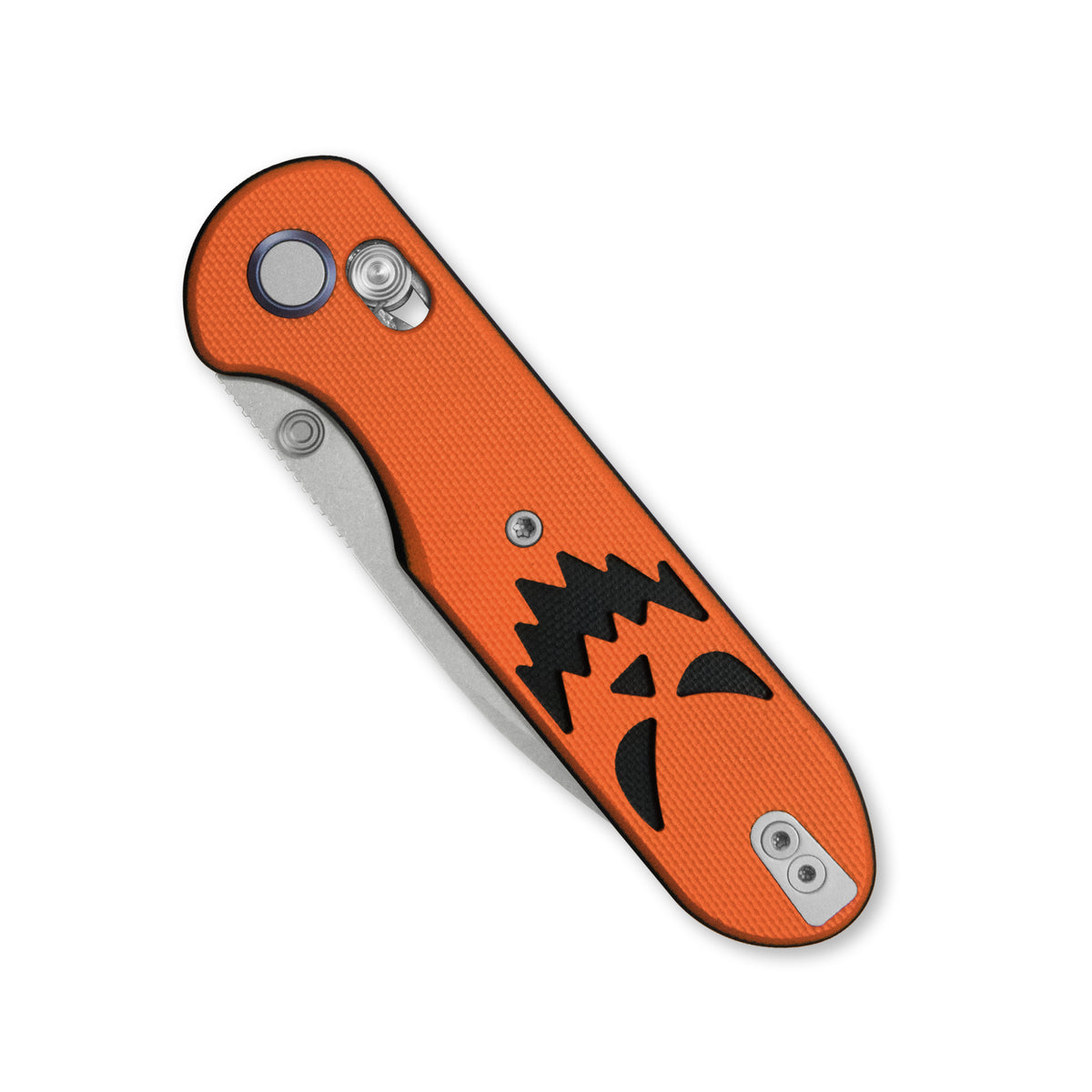 (Pre-order) GEO Knife Ethereal Cutter Crossbar lock Folding Knife Black-Orange G10 Handle 3.0" Stonewash Bohler M390 Blade GEO2402-1D