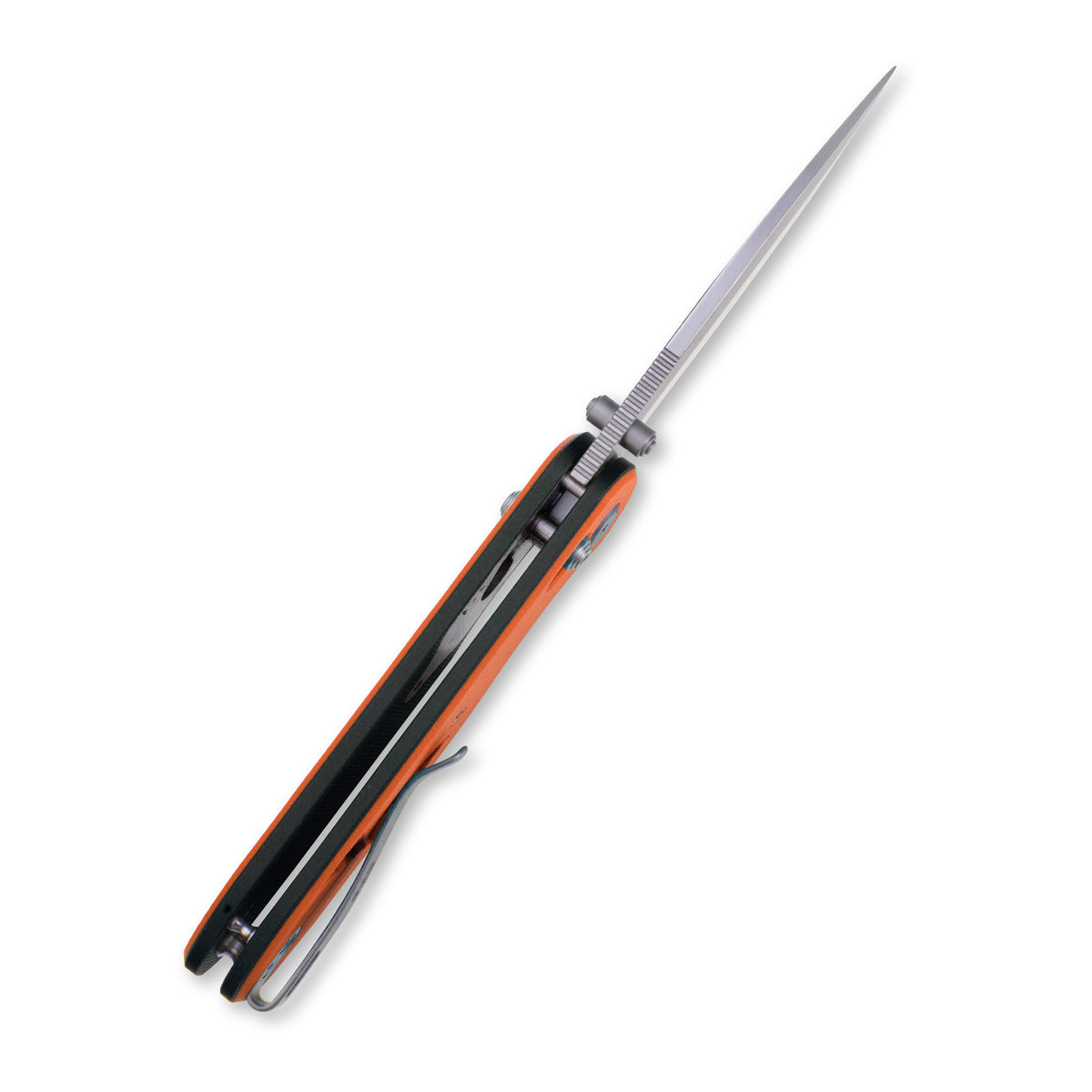 (Pre-order) GEO Knife Ethereal Cutter Crossbar lock Folding Knife Black-Orange G10 Handle 3.0" Stonewash Bohler M390 Blade GEO2402-1D