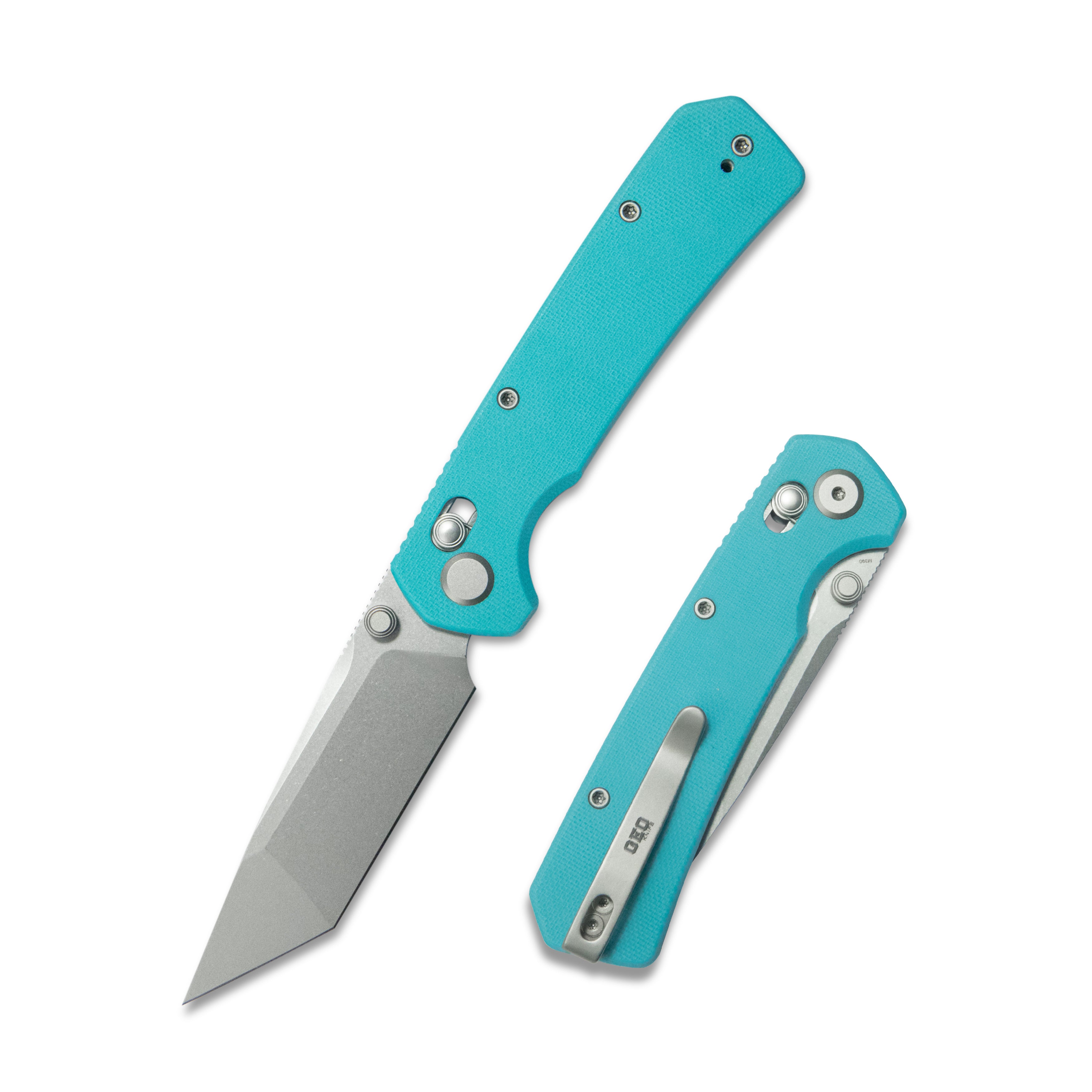 (Pre-order): GEO Knife Blaze Axis lock Folding Knife Tiffany Blue G10 Handle 3.3" Stonewash Bohler M390 Blade GEO2503E