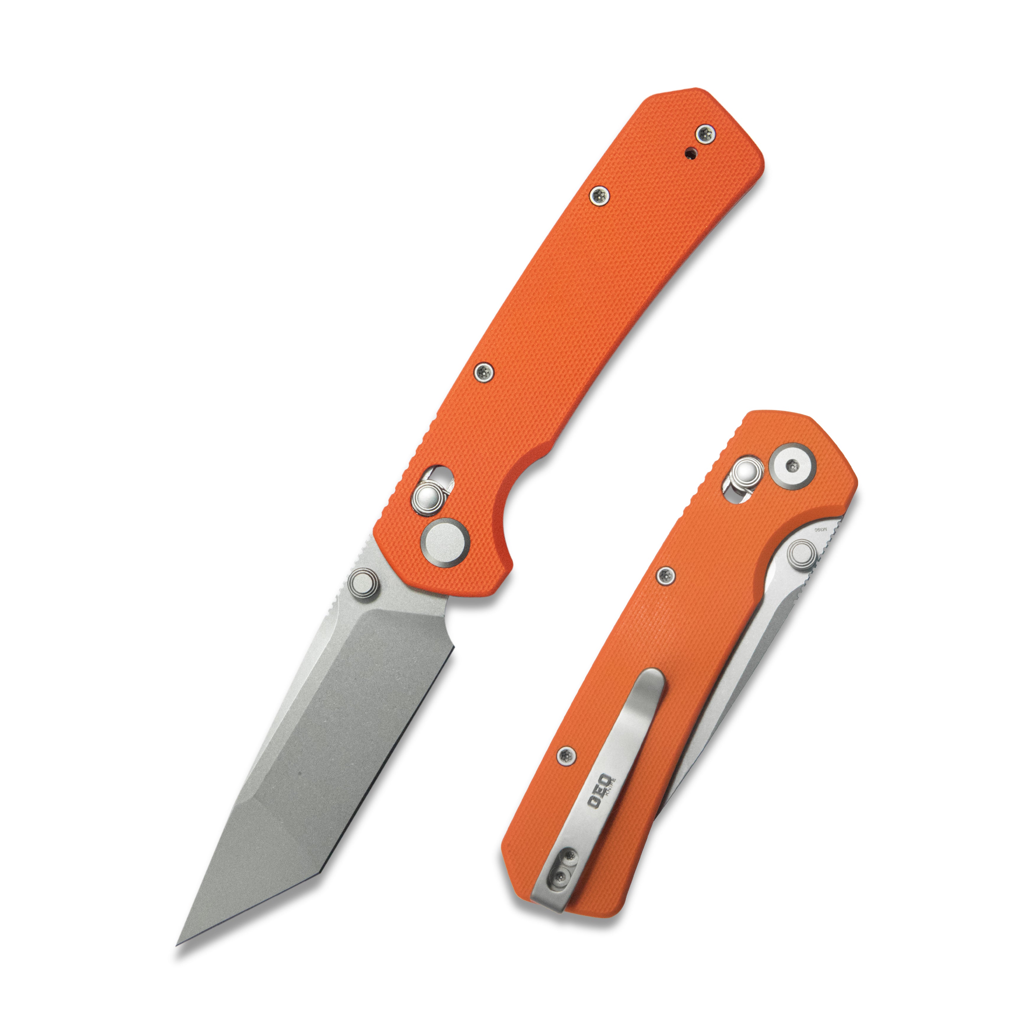 (Pre-order): GEO Knife Blaze Axis lock Folding Knife Orange G10 Handle 3.3" Stonewash Bohler M390 Blade GEO2503G