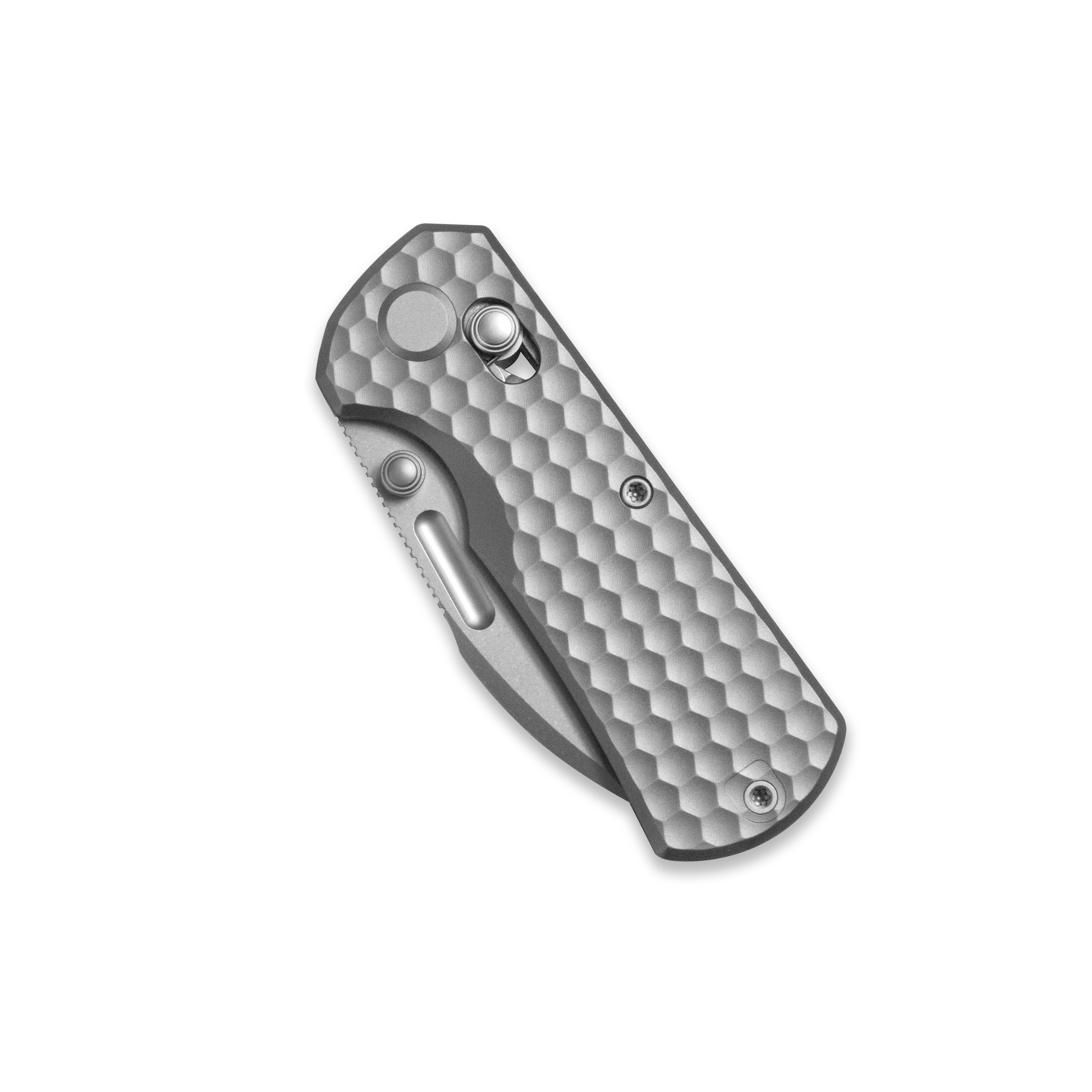 GEO Knife Belluf Crossbar lock Folding Knife Gray 6AL4V Titanium Handle 2.4" Stonewash Bohler M390 Blade GEO2508H