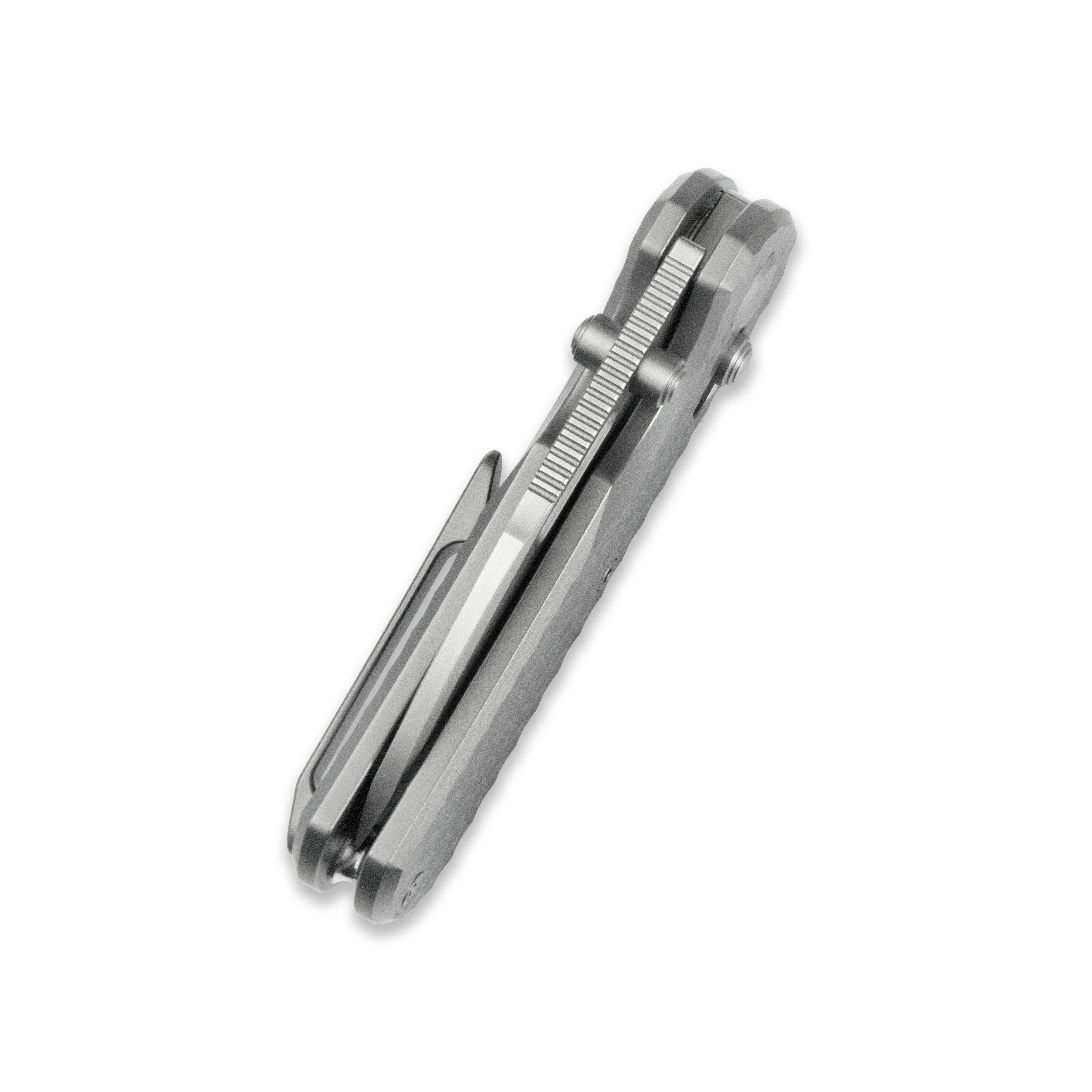 GEO Knife Belluf Crossbar lock Folding Knife Gray 6AL4V Titanium Handle 2.4" Stonewash Bohler M390 Blade GEO2508H