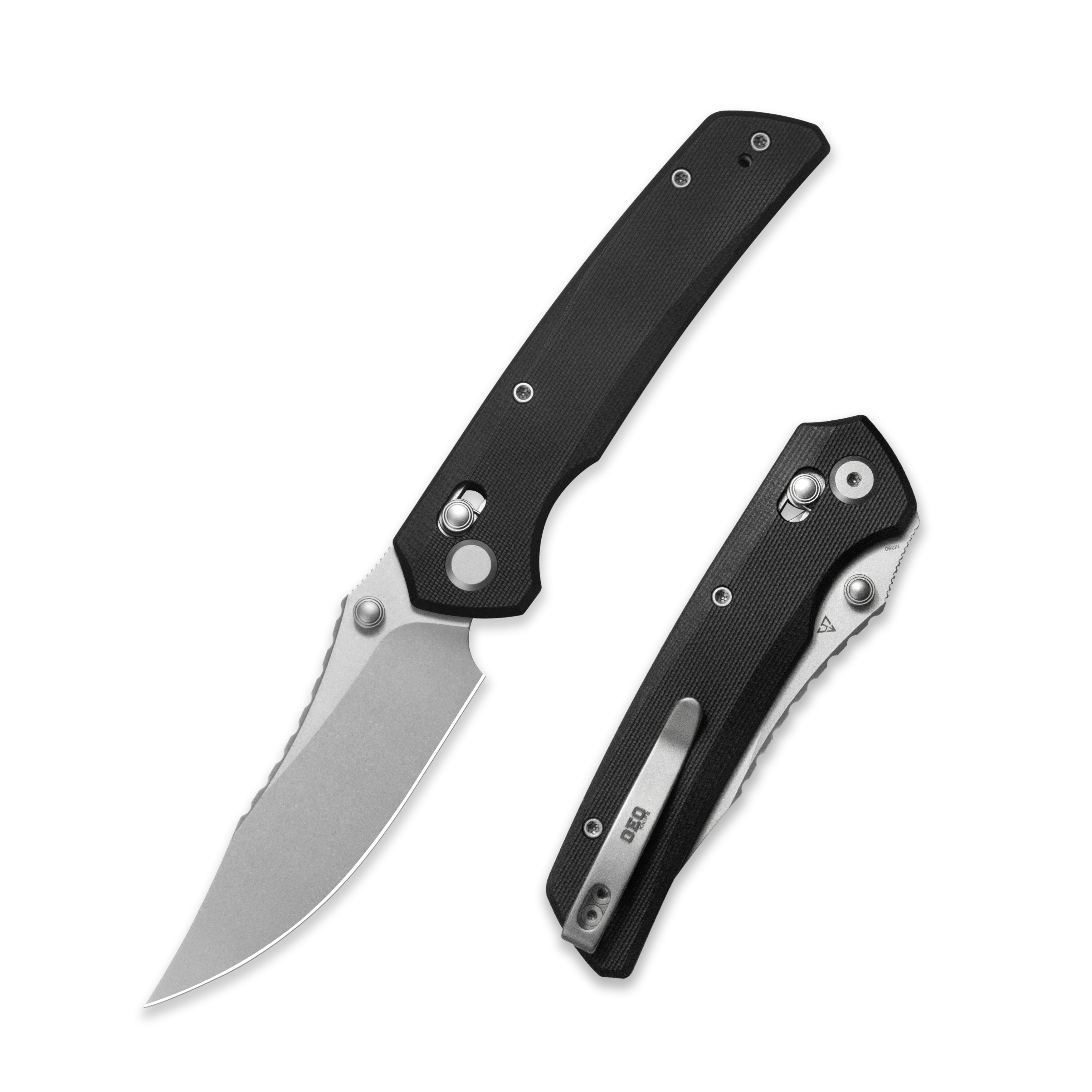 GEO Knife Cirex Crossbar lock Folding Knife Black G10 Handle 3.5" Stonewash Bohler M390 Blade GEO2601A