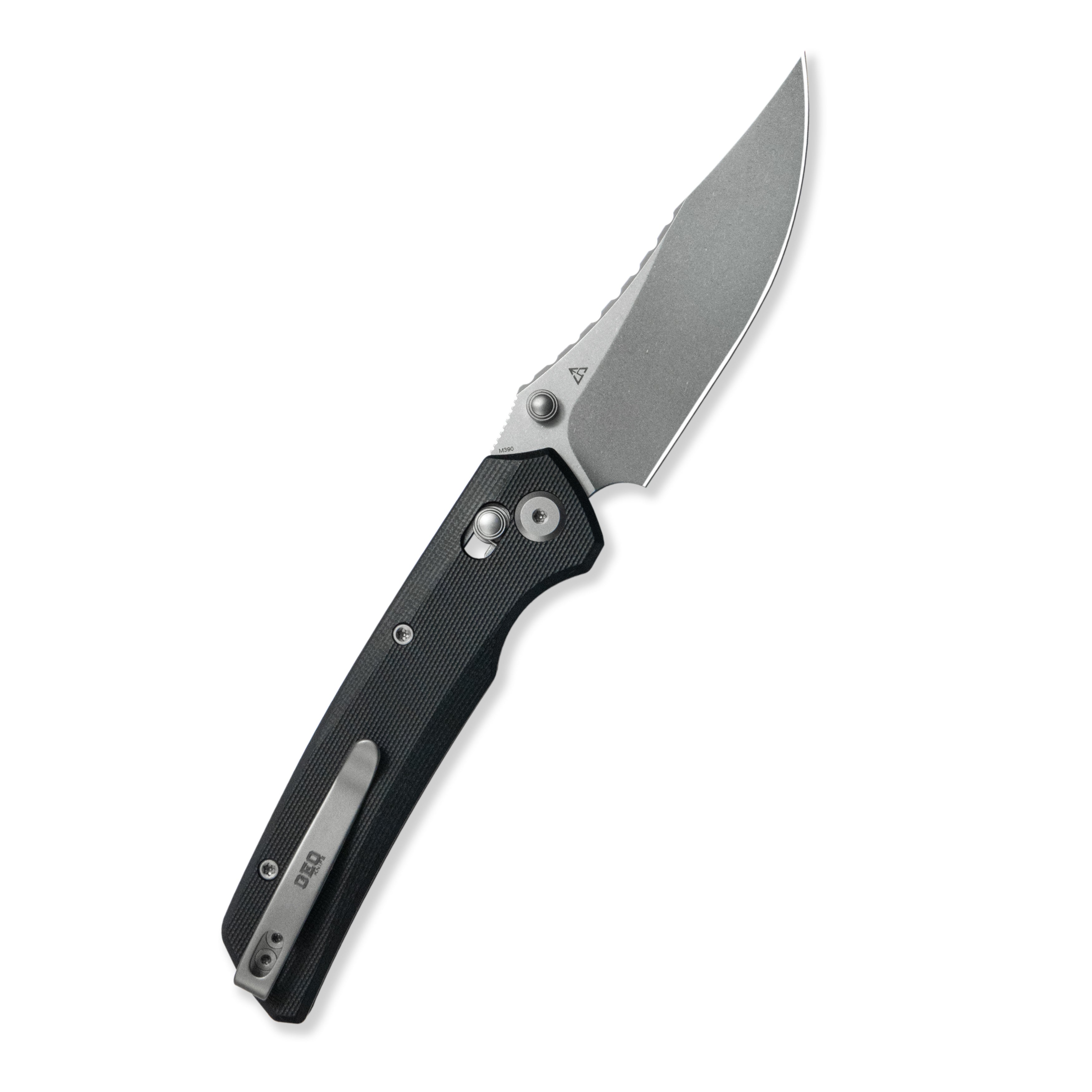 GEO Knife Cirex Crossbar lock Folding Knife Black G10 Handle 3.5" Stonewash Bohler M390 Blade GEO2601A