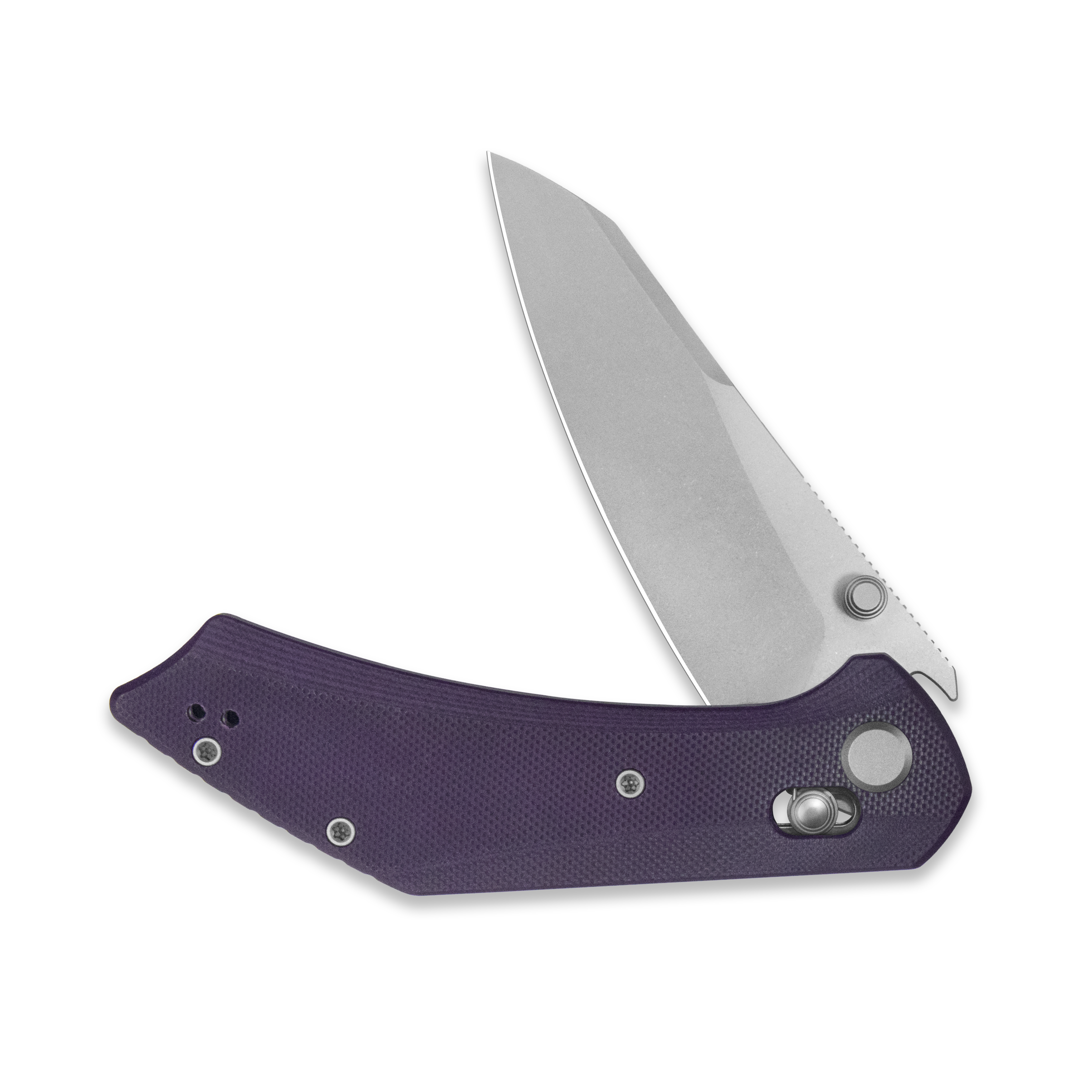 GEO Knife DIVID Crossbar lock Folding Knife Purple G10 Handle 3.3" Stonewash Bohler M390 Blade GEO2507G
