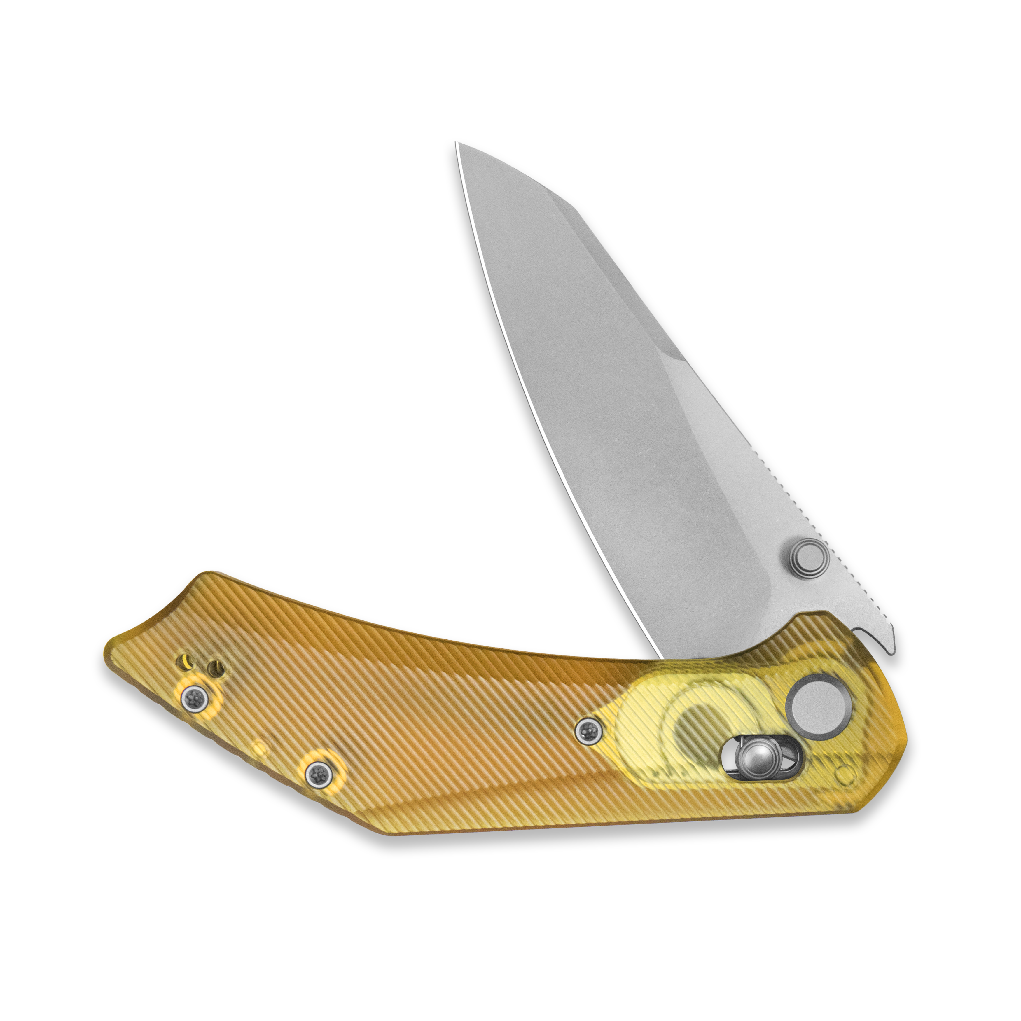 GEO Knife DIVID Crossbar lock Folding Knife Ultem Handle 3.3" Stonewash Bohler M390 Blade GEO2507K