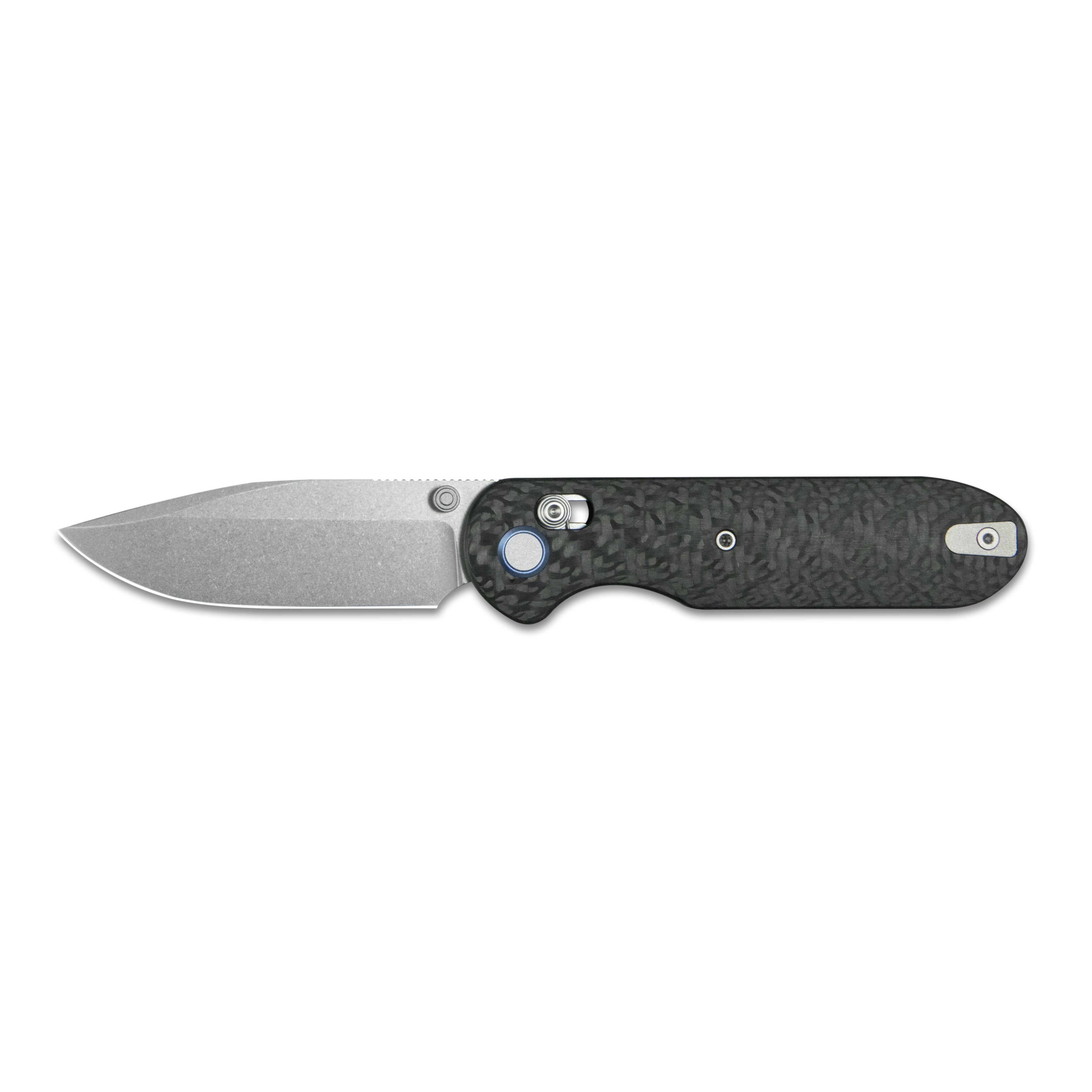 GEO Knife Ethereal Cutter Crossbar lock Folding Knife Black Carbon fiber Handle 3.0" Stonewash Bohler M390 Blade GEO2402K