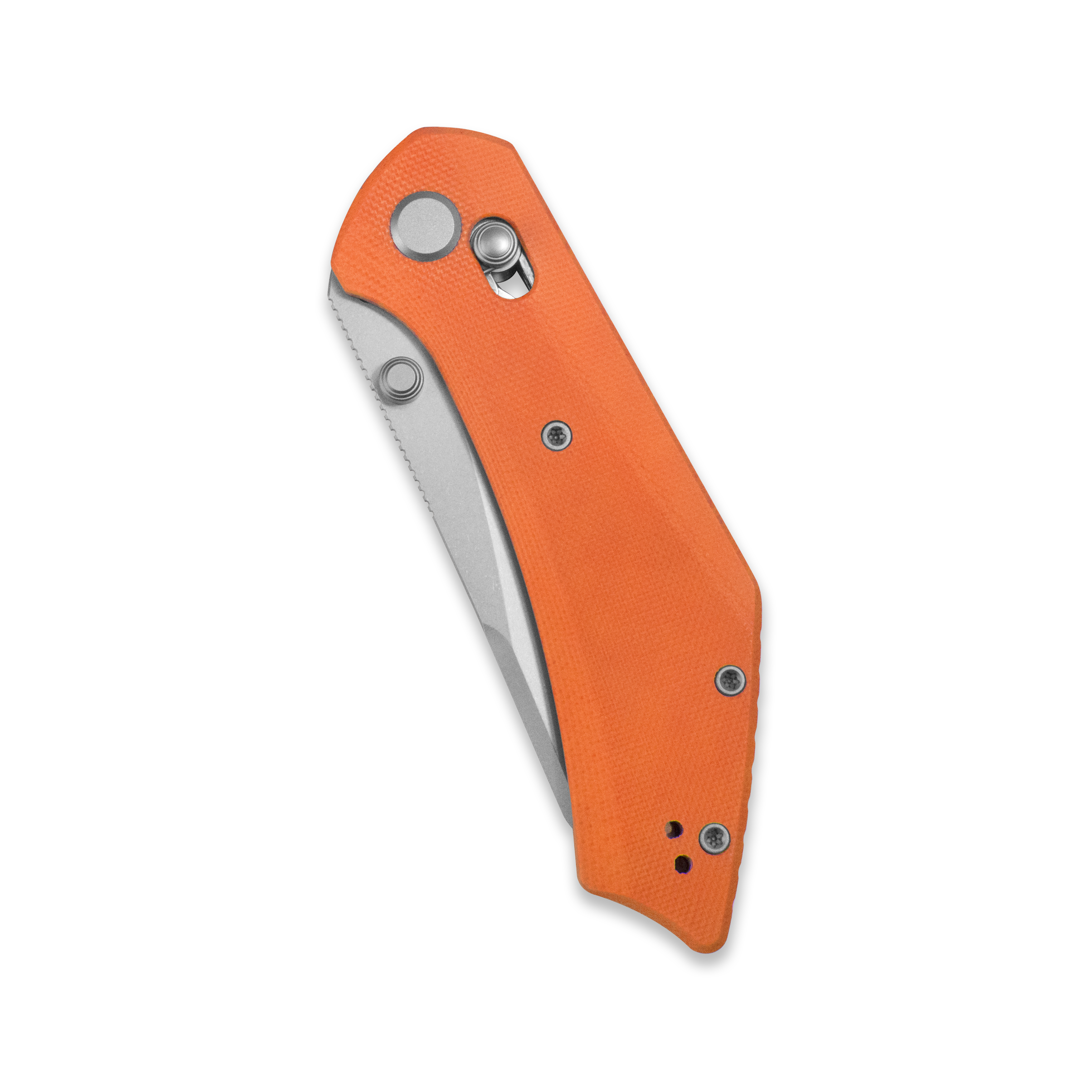 GEO Knife DIVID Crossbar lock Folding Knife Orange G10 Handle 3.3" Stonewash Bohler M390 Blade GEO2507H