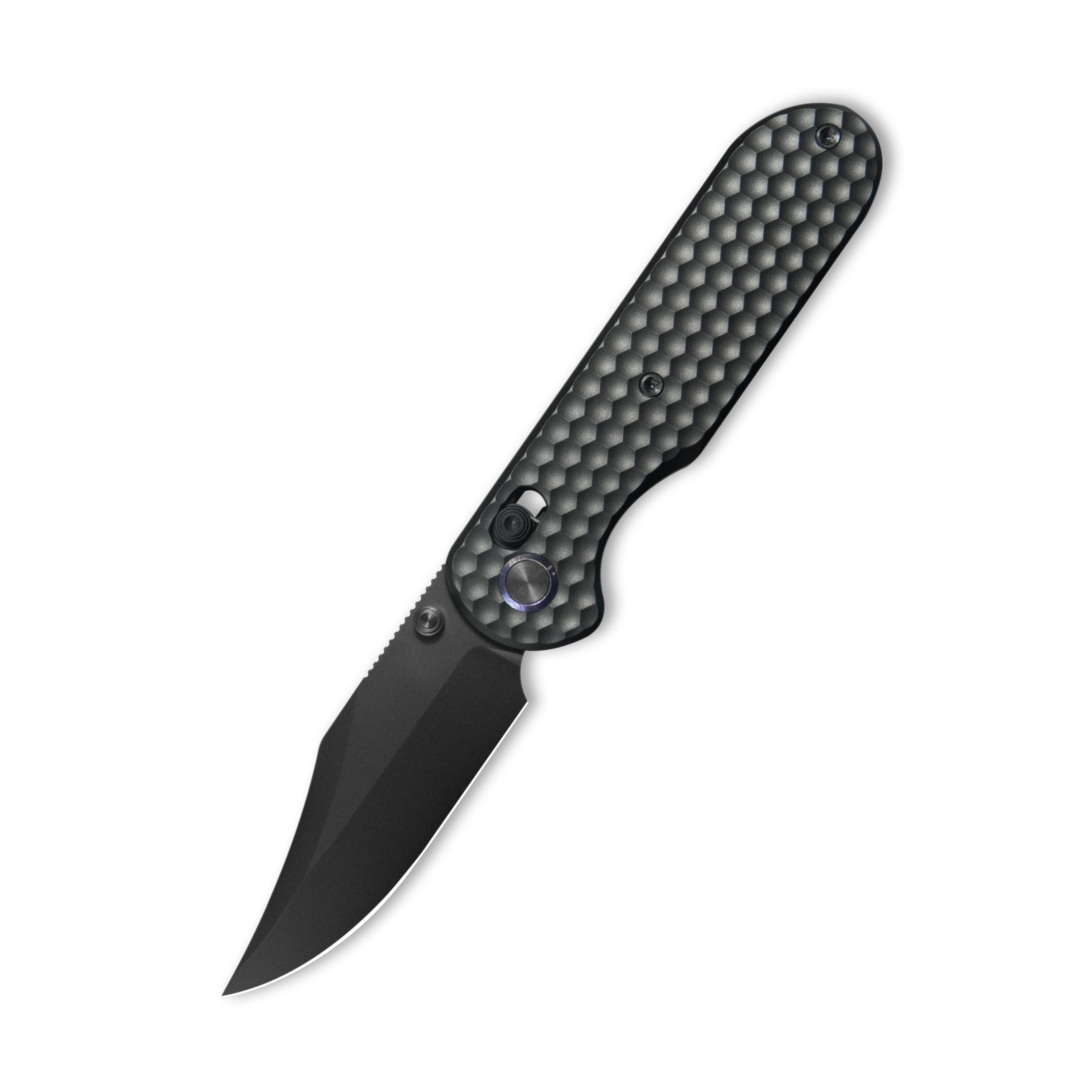 GEO Knife Ethereal Cutter Crossbar lock Folding Knife Black 6AL4V Titanium Handle 3.0" Black DLC Bohler M390 Blade GEO2401D