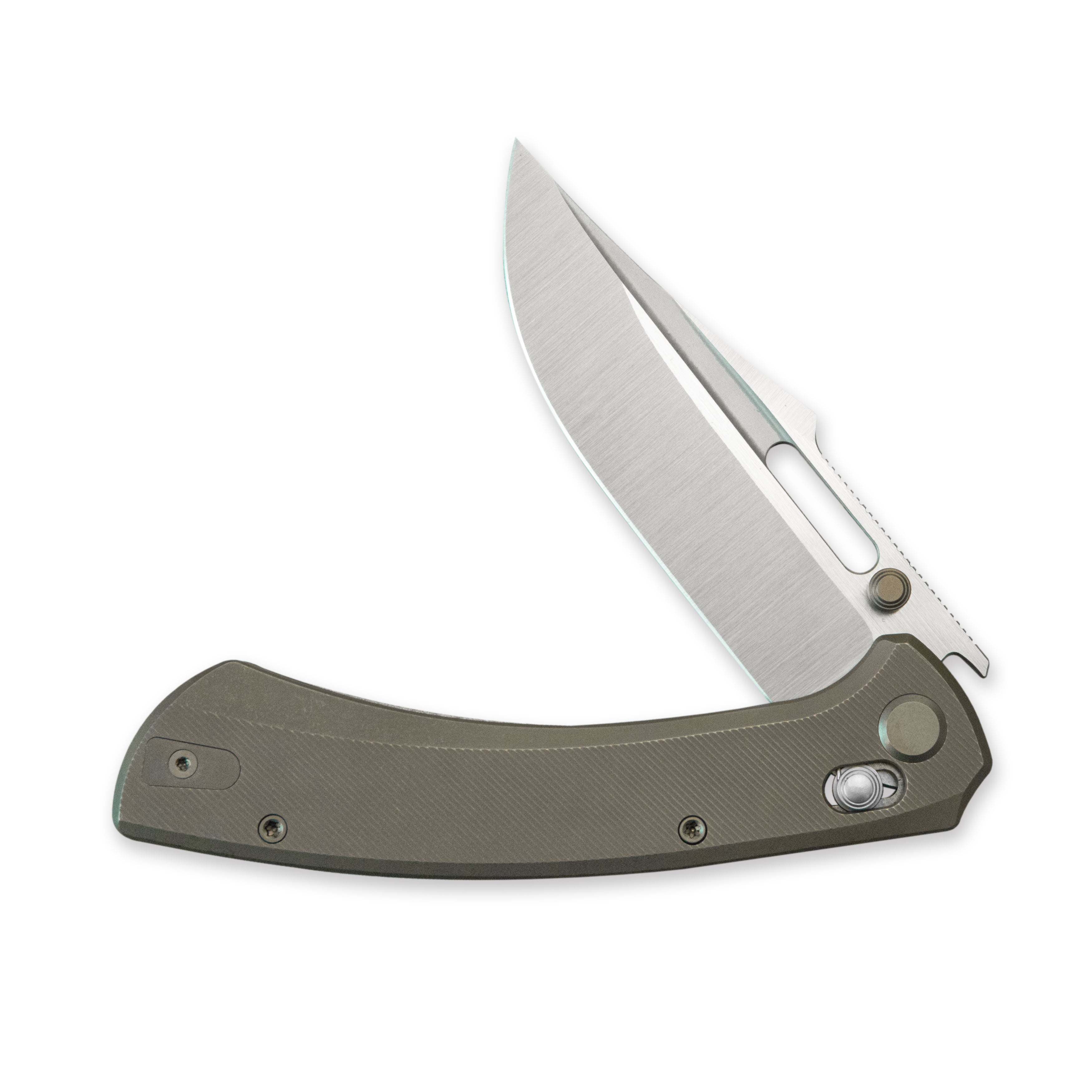 GEO Knife Strix Axis lock Folding Knife Bronze 6AL4V Titanium Handle 3.6" Hand-Rubbed  Satin  Stonewash Bohler M390 Blade GEO2510C