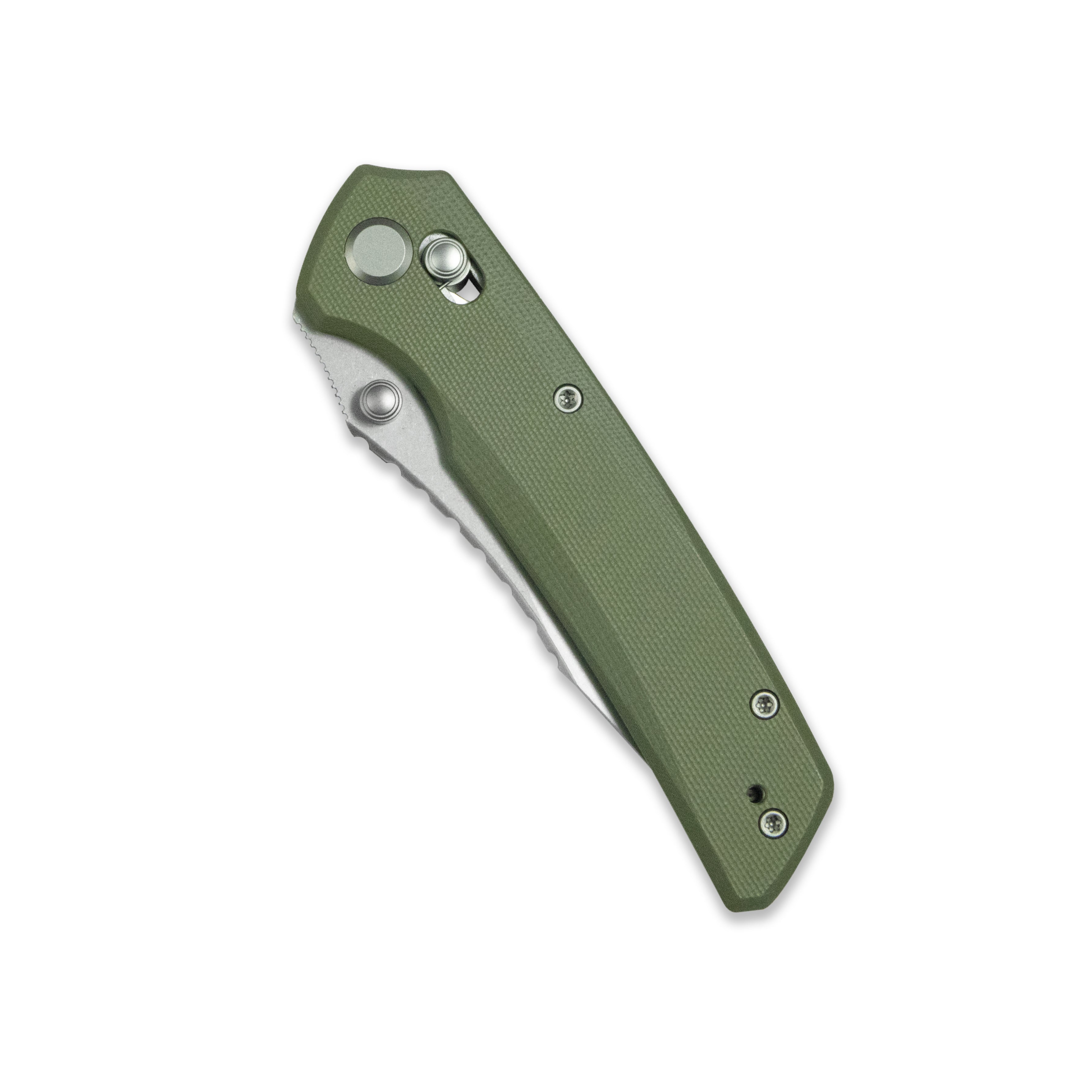 GEO Knife Cirex Crossbar lock Folding Knife Green G10 Handle 3.5" Stonewash Bohler M390 Blade GEO2601D
