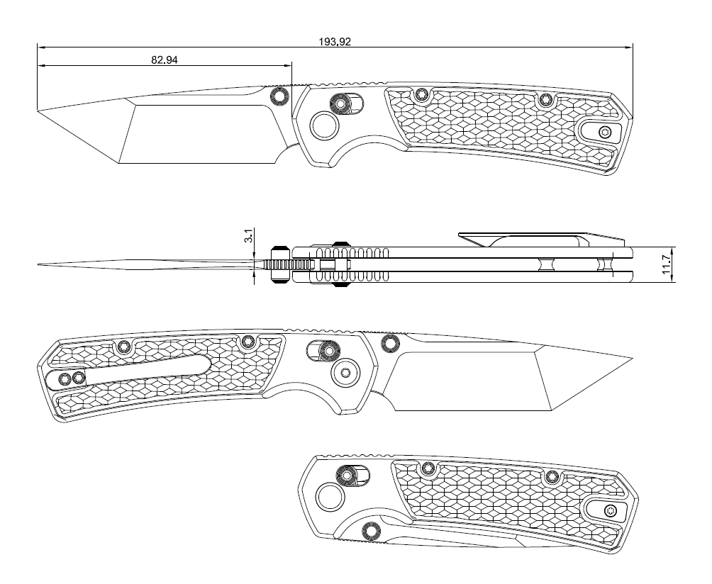 Geo knife Blaze Axis lock Folding Knife  Tiger Stripe Pattern Flamed 6AL4V Titanium Handle 3.4" Stonewash Bohler M390 Blade GEO2503C