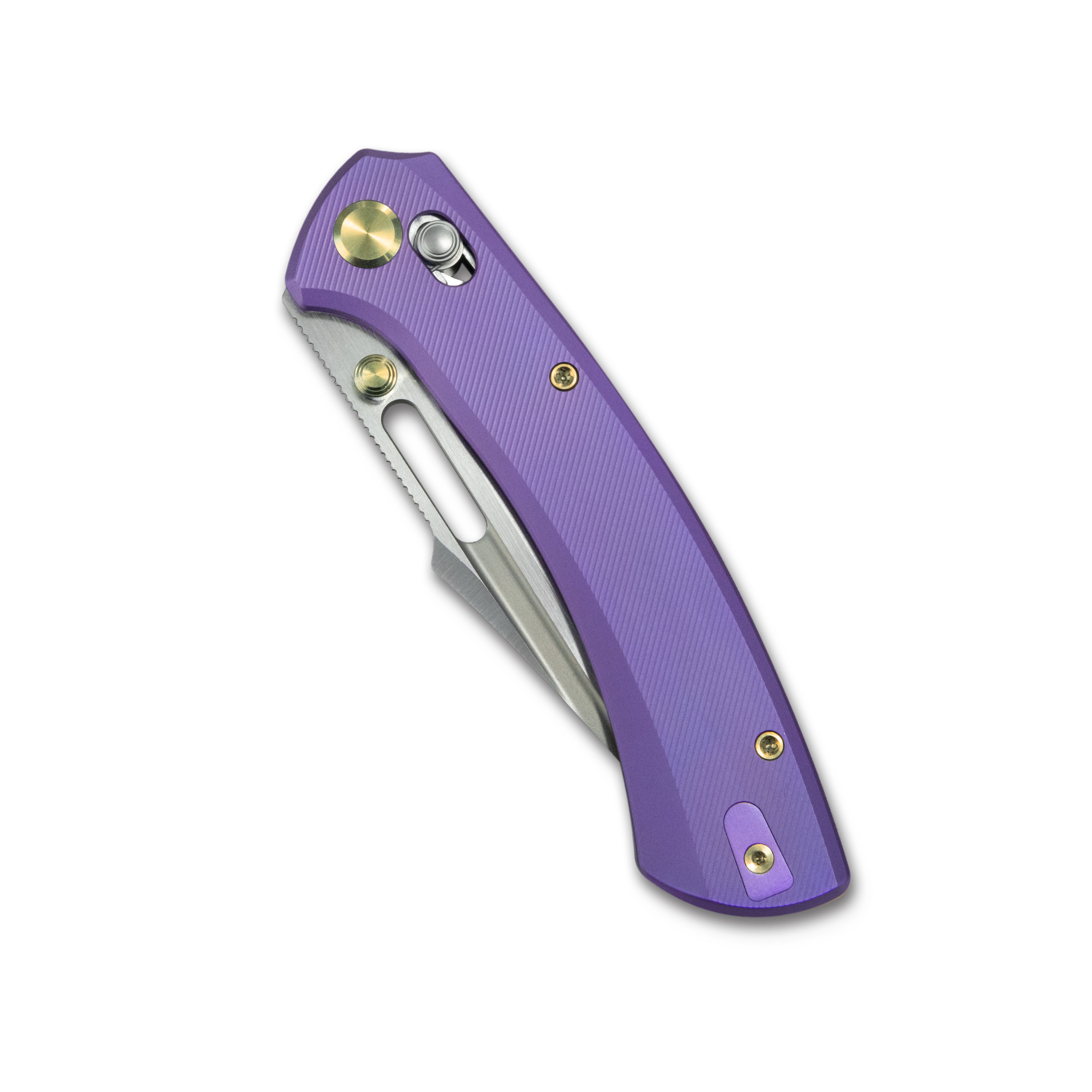 GEO Knife Strix Axis lock Folding Knife Purple blue 6AL4V Titanium Handle 3.6" Hand-Rubbed Satin Stonewash Bohler M390 Blade GEO2510D