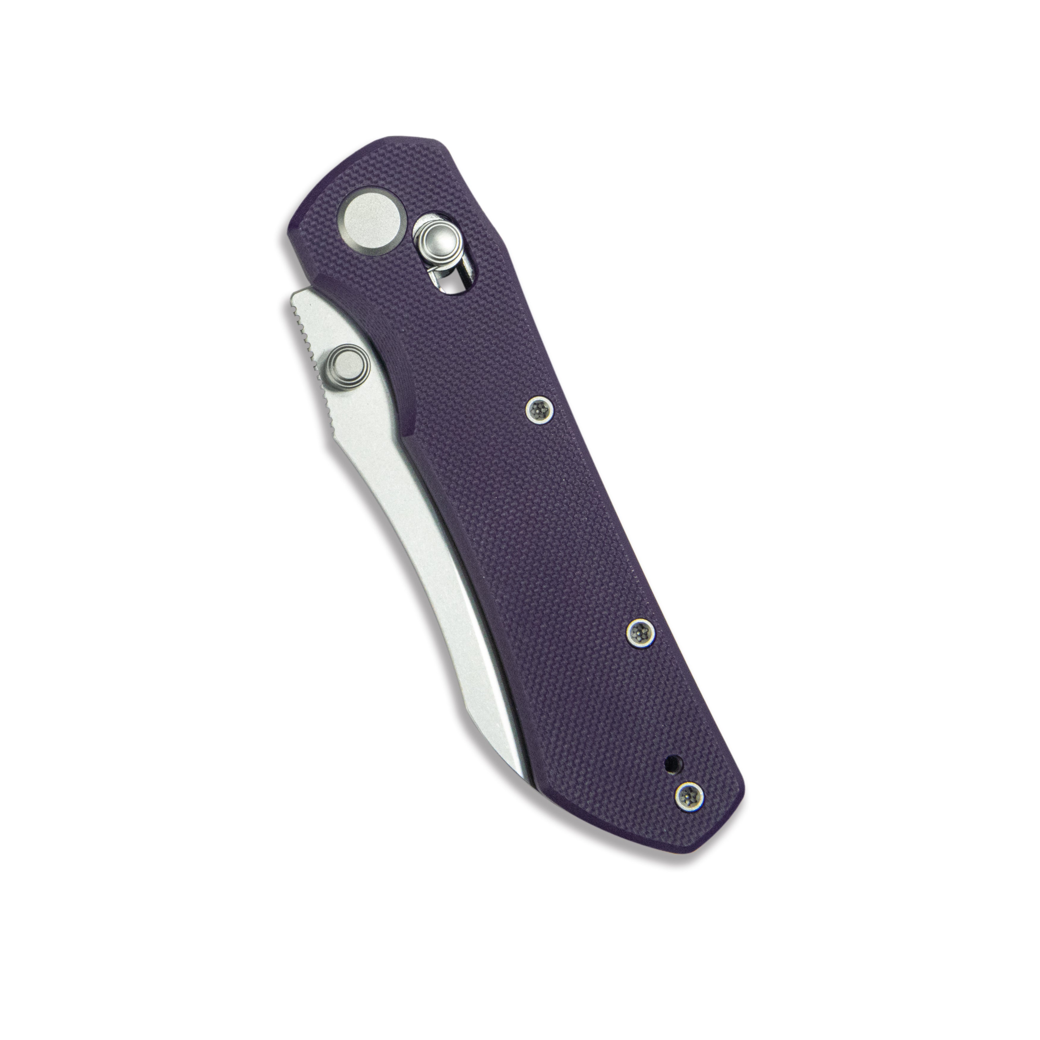 GEO Knife Komodo Crossbar lock Folding Knife Purple G10 Handle 3.1" Stonewash Bohler M390 Blade GEO2509G