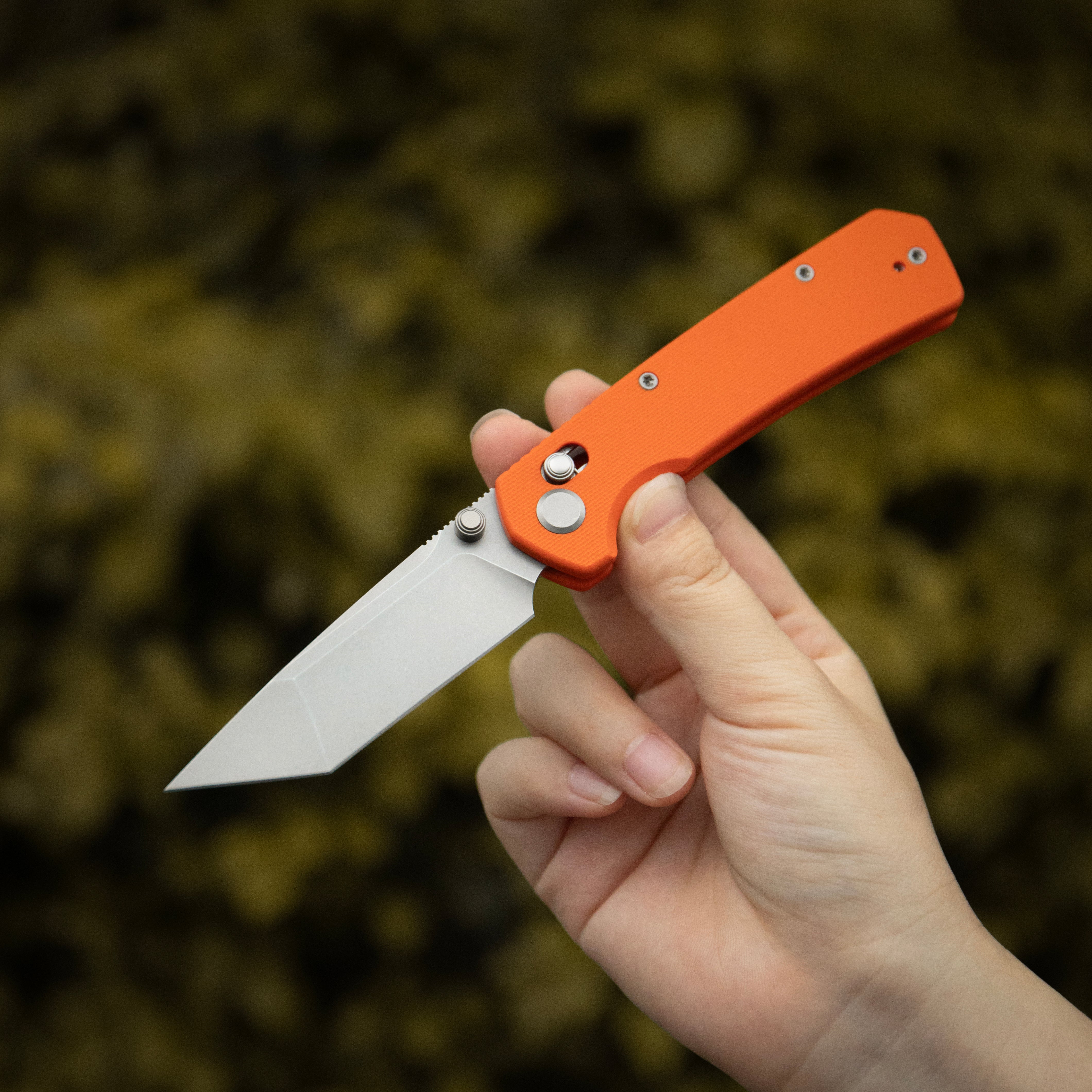 ( Pre-order ) GEO Knife Blaze Crossbar lock Folding Knife Orange G10 Handle 3.3" Stonewash Bohler M390 Blade GEO2503G