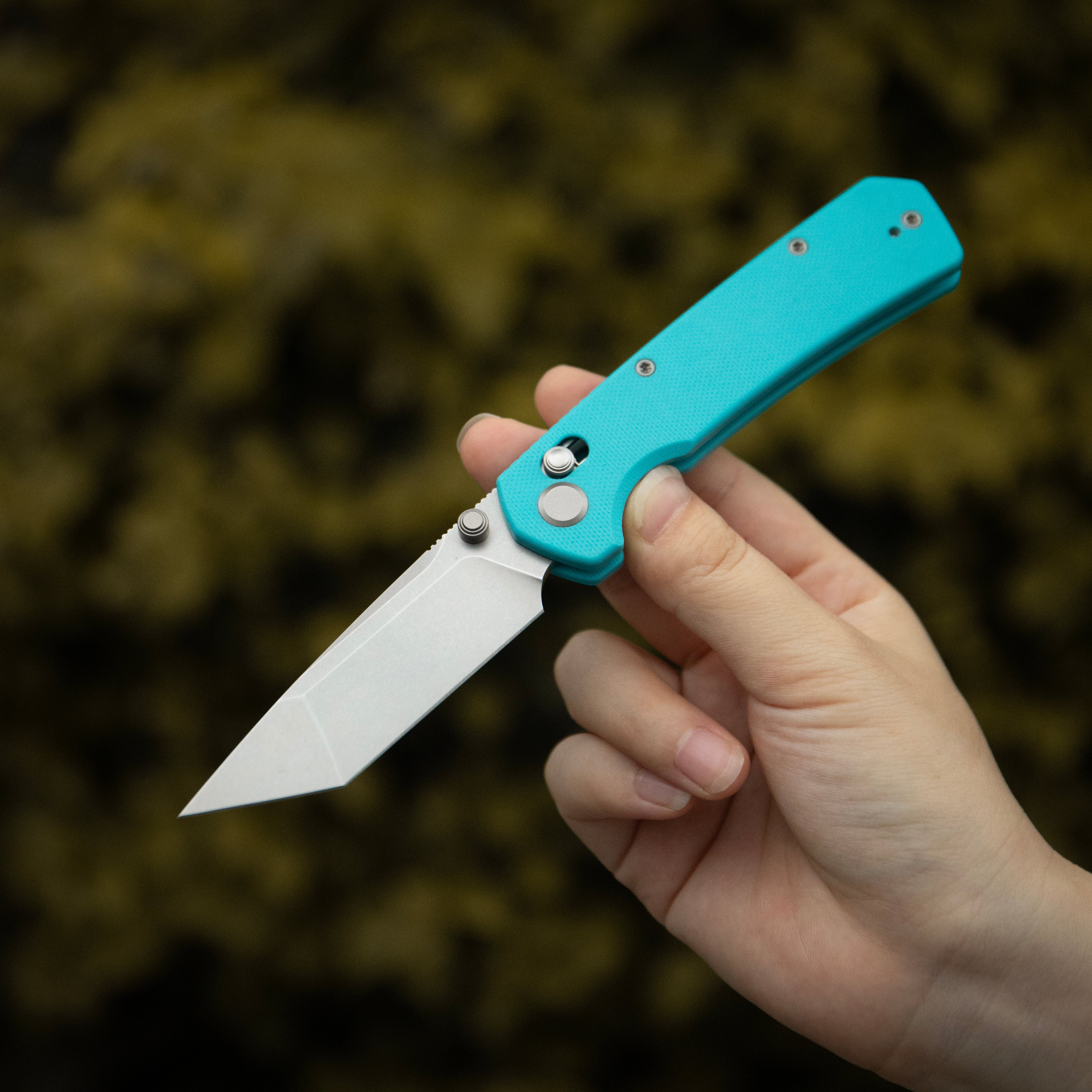 ( Pre-order ) GEO Knife Blaze Crossbar lock Folding Knife Tiffany Blue G10 Handle 3.3" Stonewash Bohler M390 Blade GEO2503E