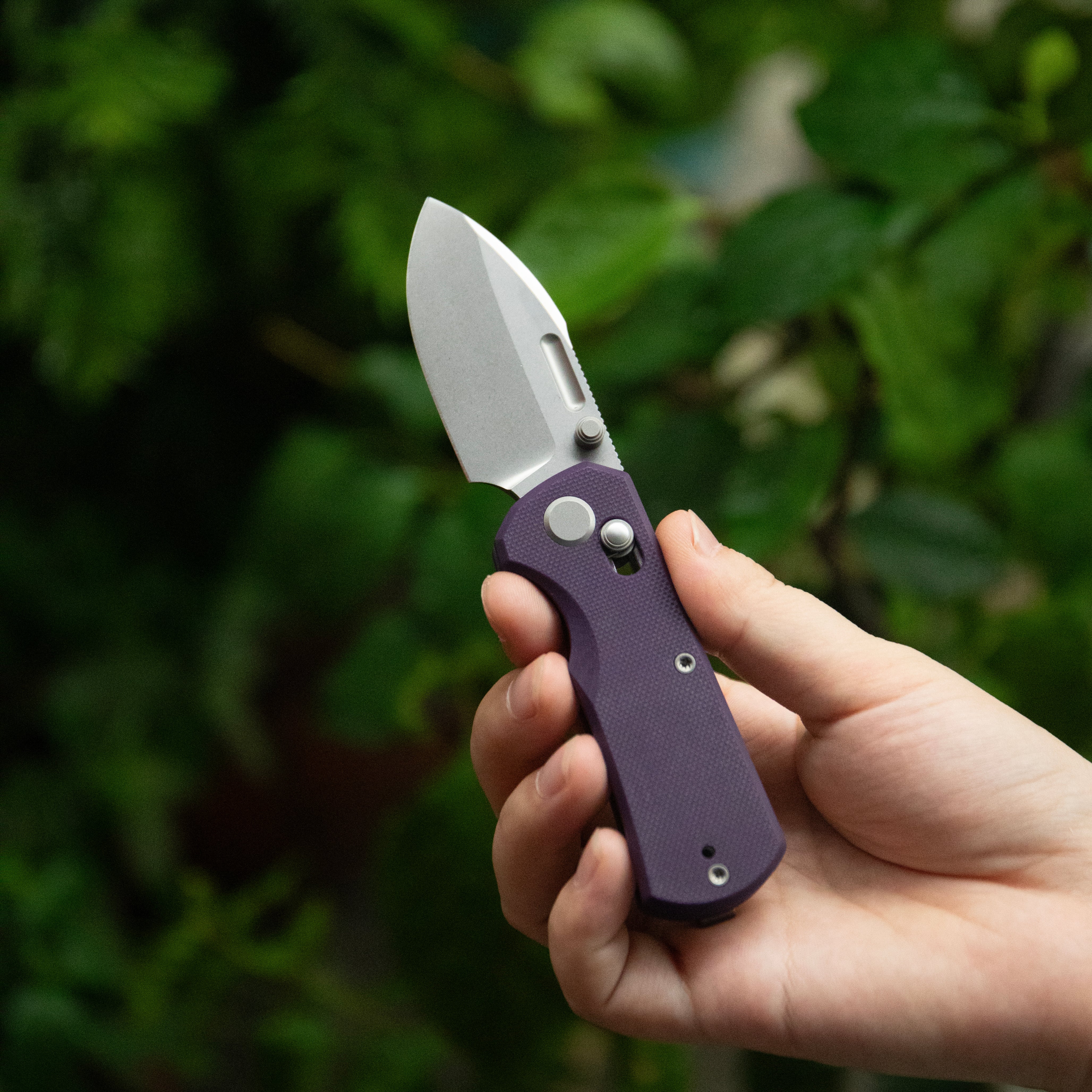 GEO Knife Belluf Crossbar lock Folding Knife Purple G10 Handle 2.4" Stonewash Bohler M390 Blade GEO2508C