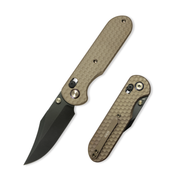 GEO Knife Ethereal Cutter Crossbar lock Folding Knife Bronze 6AL4V Titanium Handle 3.0" Blackwash Bohler M390 Blade GEO2401B