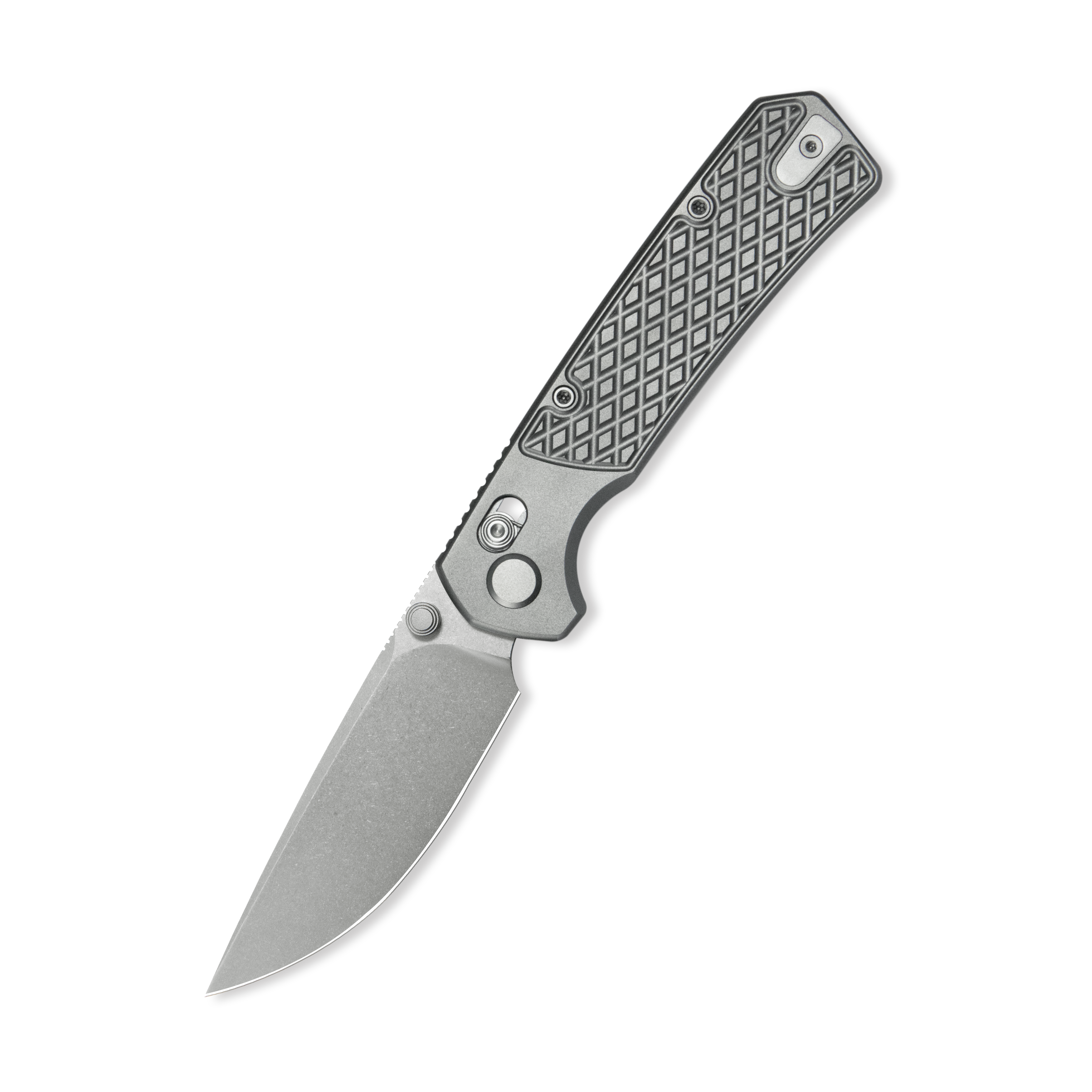 Geo knife Blaze Axis lock Folding Knife Gray 6AL4V Titanium Handle 3.3" Stonewash Bohler M390 Blade GEO2502A