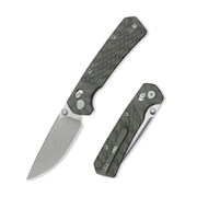 GEO Knife Blaze Crossbar lock Folding Knife Tiger Stripe Pattern Flamed  6AL4V Titanium Handle 3.4" Stonewash Bohler M390 Blade GEO2502C