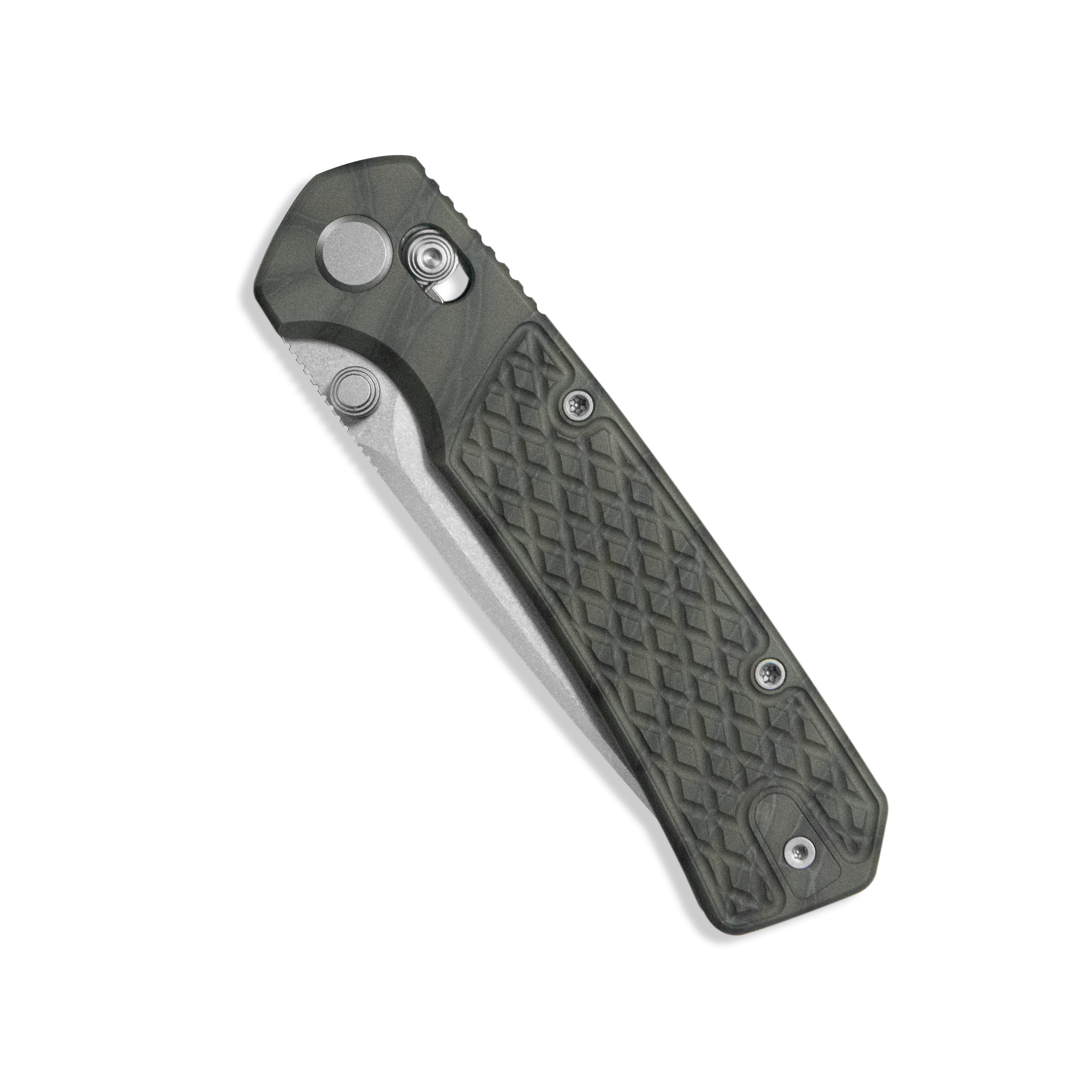 Geo knife Blaze Axis lock Folding Knife Tiger Stripe Pattern Flamed  6AL4V Titanium Handle 3.4" Stonewash Bohler M390 Blade GEO2502C