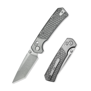 GEO Knife Blaze Crossbar lock Folding Knife Gray 6AL4V Titanium Handle 3.3" Stonewash Bohler M390 Blade GEO2503A
