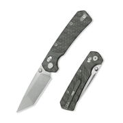 GEO Knife Blaze Crossbar lock Folding Knife Tiger Stripe Pattern Flamed 6AL4V Titanium Handle 3.3" Stonewash Bohler M390 Blade GEO2503C