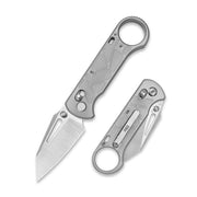 GEO Knife Aska Crossbar lock Folding Knife Gray 6AL4V Titanium Handle 2.8" Hand-Rubbed Satin Stonewash Bohler M390 Blade GEO2511A