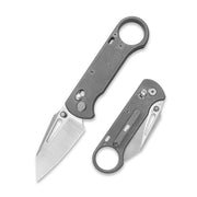 GEO Knife Aska Crossbar lock Folding Knife Dark 6AL4V Titanium Handle 2.8" Hand-Rubbed Satin Stonewash Bohler M390 Blade GEO2511B