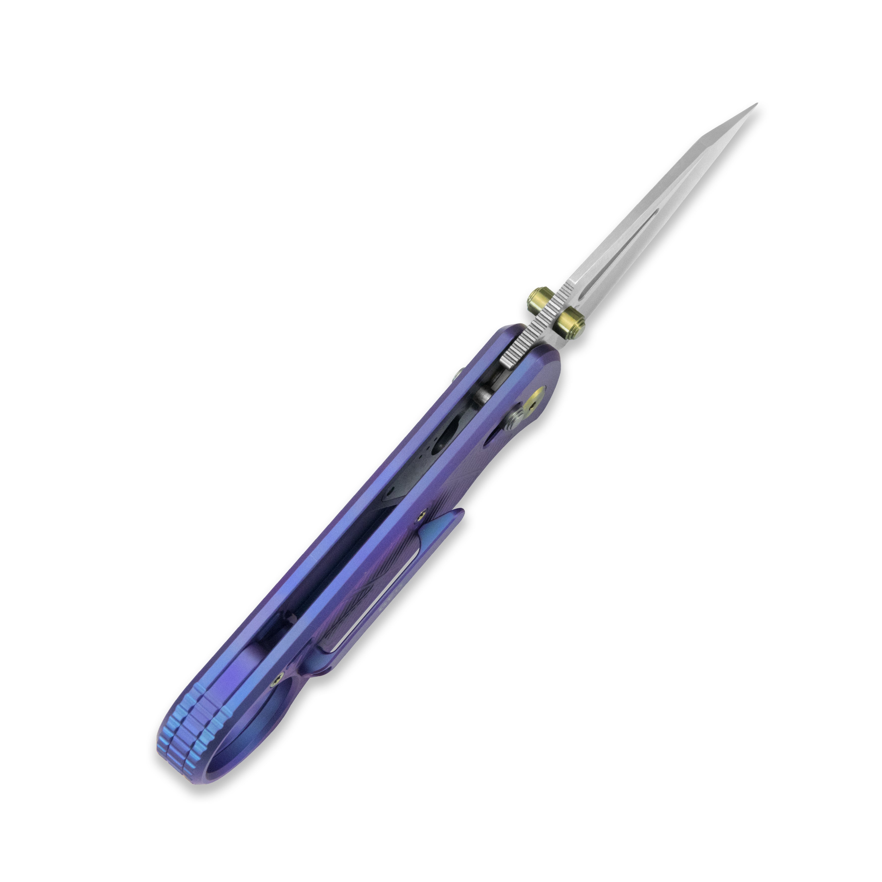 GEO Knife Aska Crossbar lock Folding Knife  Purple 6AL4V Titanium Handle 2.8" Hand-Rubbed Satin Stonewash Bohler M390 Blade GEO2511D
