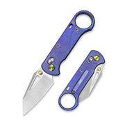 GEO Knife Aska Crossbar lock Folding Knife  Purple 6AL4V Titanium Handle 2.8" Hand-Rubbed Satin Stonewash Bohler M390 Blade GEO2511D